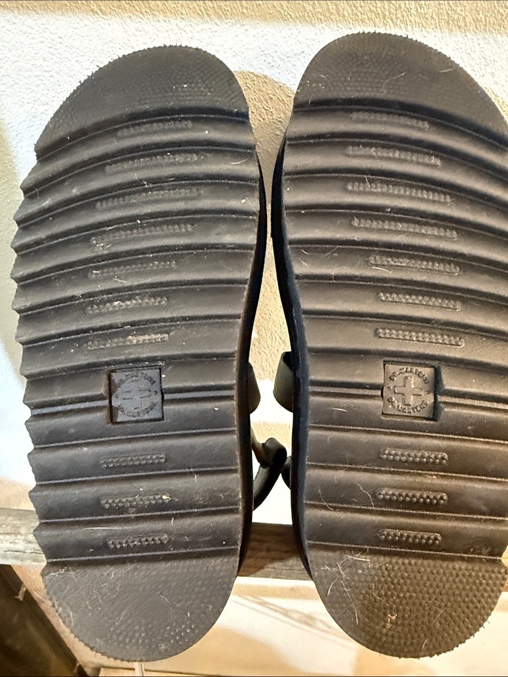 Dr. Martens Olive Strappy Platform Sandals with Yellow Stitching - Picture 5 of 12